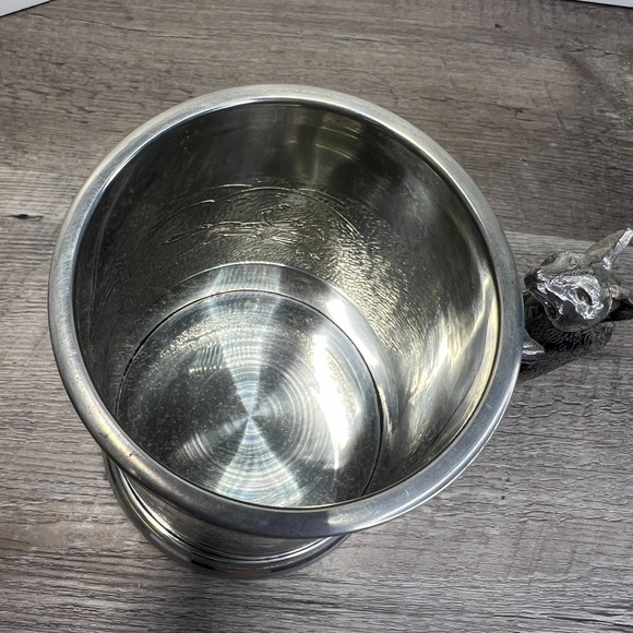 Vtg English Pewter Sheffield England Tankard Stein Horse & Fox Hunt Engraving - Picture 6 of 8
